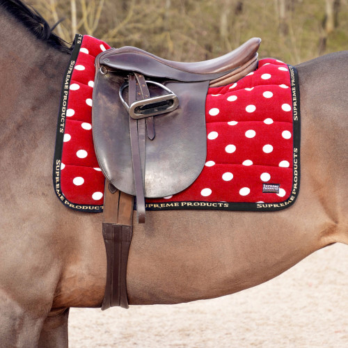 Supreme Products Dotty Fleece Saddle Pad - Rosette Red - Pony