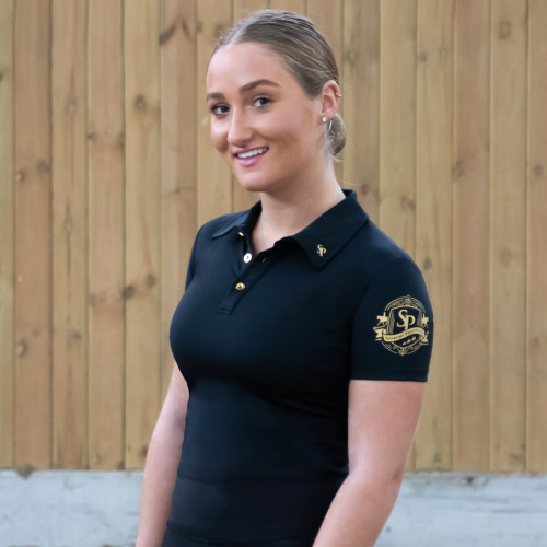 Supreme Products Active Show Rider Polo Shirt - Black/Gold - X Small