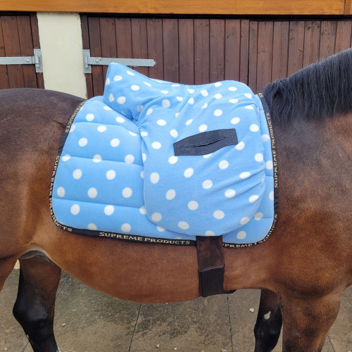 Supreme Products Ride on Dotty Fleece Saddle Cover - Beautiful Blue - One Size