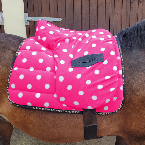 Supreme Products Dotty Fleece Saddle Pad - Paradise Pink - Pony