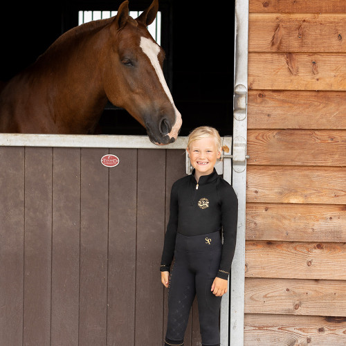 Supreme Products Junior Show Rider Tights - Black/Gold - 5-6 Years