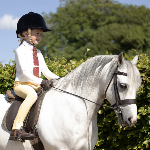 Supreme Products Long Sleeve Champion Junior Show Rider Competition Shirt with Button - Cream/White - 3-4 Years