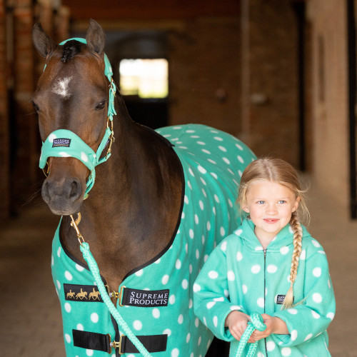 Supreme Products Dotty Fleece Head Collar & Lead Rope - Gorgeous Green - Cob