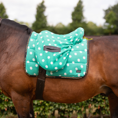 Supreme Products Ride on Dotty Fleece Saddle Cover - Gorgeous Green - One Size