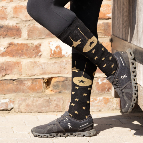 Supreme Products Christmas Socks - Black/Gold - Adult 4-8