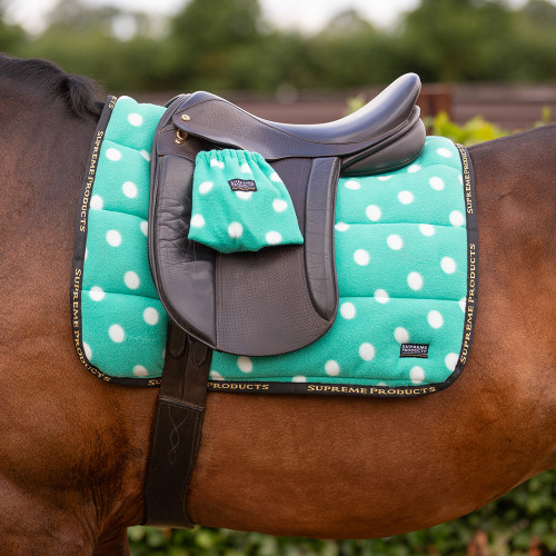 Supreme Products Dotty Fleece Stirrup Covers - Gorgeous Green - One Size
