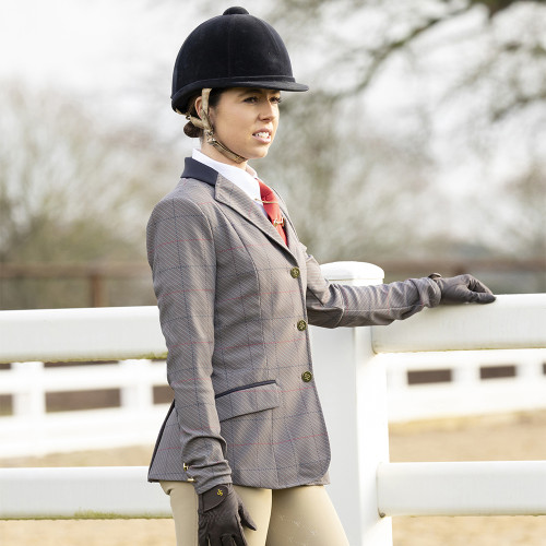 Supreme Products Champion Show Rider Tweed Style Jacket - Blue/Red Check - Size 6